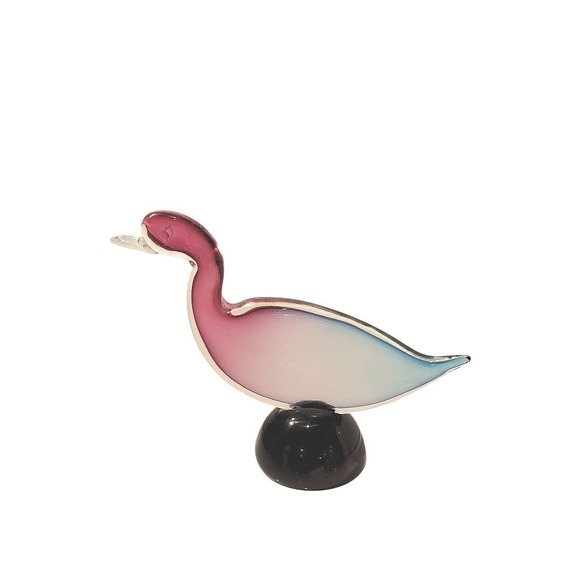 Vtg Murano Sommerso Italian Art Glass Duck Bird Sculpture Purple Blue Figurine - Picture 2 of 12